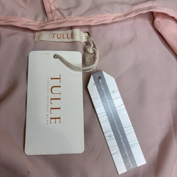 Tulle Vintage Inspired Pink Women's Sleep Blouse w/Lace Hooded Housecoat Size M - Picture 5 of 6